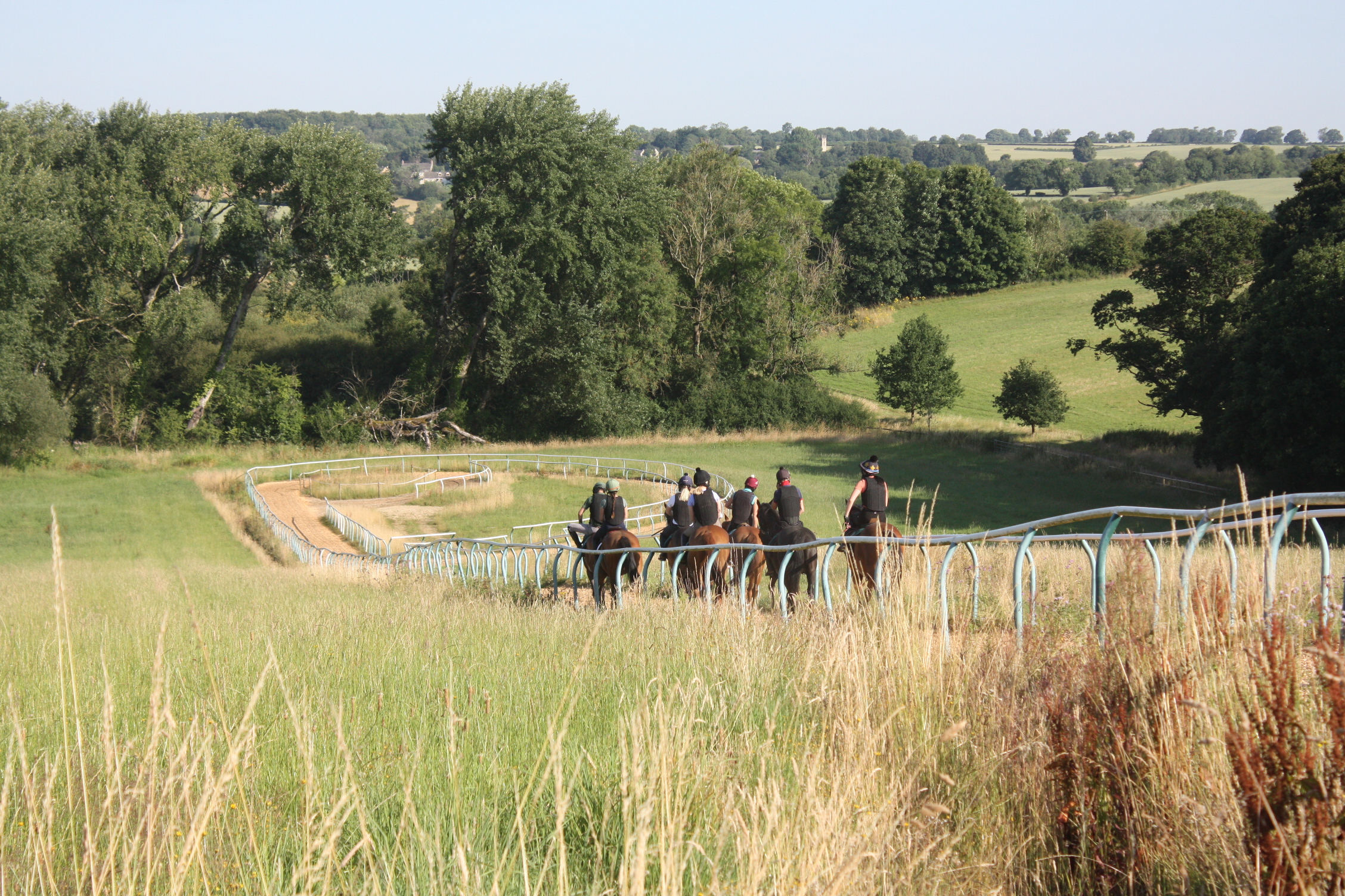 The team heading down for a canter.